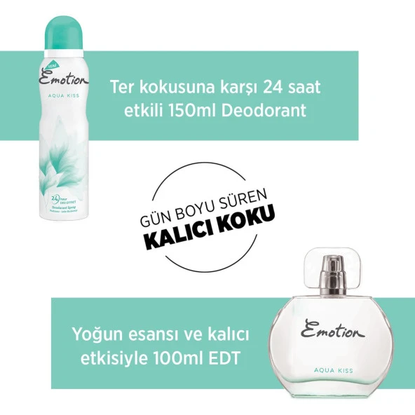Emotion Aqua Kiss Edt 50 ml + 150 ml Deodorant Kadın Parfüm Seti ürün görseli 1