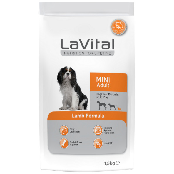 lavital mini adult kuzulu 1,5kg yetişkin ufak ırk köpek maması lamb formula ürün görseli 1