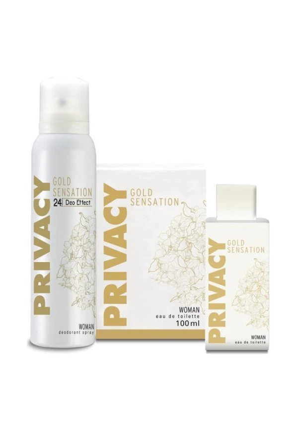 Privacy Gold Sensation Set 100ML EDT+150 ML Deodorant Bayan - Resim 3