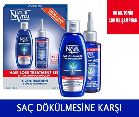Natur Vital Hair Loss Treatment Tonik 60ml + 100ml Şampuan Yağlı ürün görseli 1