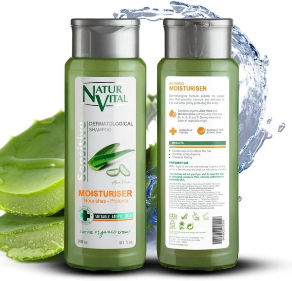 Natur Vital Sensetive Moisturising Şampuan 300 ml Aloe Vera Nemlendirici ürün görseli 1