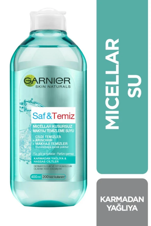 Garnier Micellar Saf Temiz Kusursuz Makyaj Temizleme Suyu 400 ml Karmadan Yağlıya ürün görseli 1
