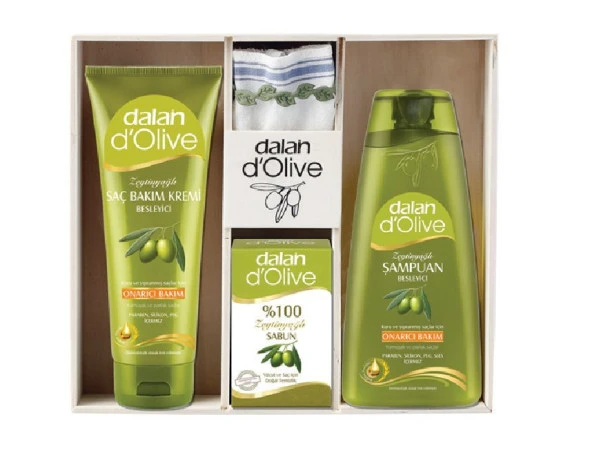 Dalan dOlive Ahşap Set 400 ml Şampuan + 200 ml Saç Kremi + Sabun ürün görseli 1