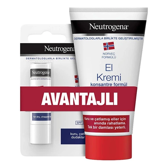 Neutrogena Parfümsüz El Kremi 75 ml + Dudak Kremi Hediye ürün görseli 1