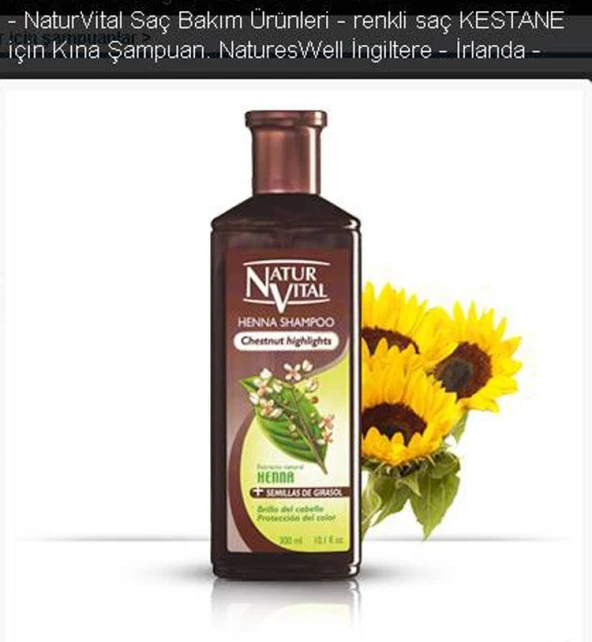 Natur Vital Henna Kumral Kahve Saçlar İçin Şampuan 300 ml ürün görseli 1