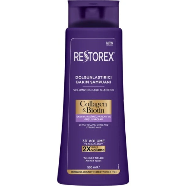 Restorex Şampuan 500 ml Dolgunlaştırıcı Hacim Bakım Kollagen ve Biotin ürün görseli 1