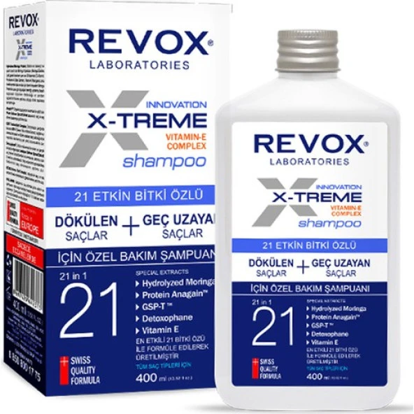 Revox 21 Etkin Bitki Özlü X-Treme Dökülen ve Geç Uzayan Saçlara Özel Bakım Şampuanı 400 Ml ürün görseli 1