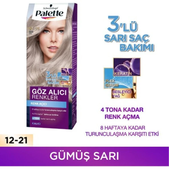 Palette 12.21 Gümüş Sarı ICC Kalıcı Krem Boya ürün görseli 1
