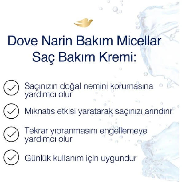 Dove Saç Kremi 350 ml Narin Bakım - Resim 3