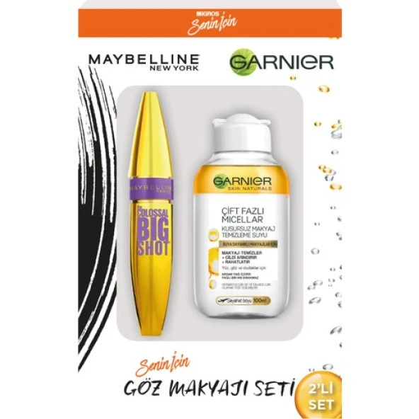 Maybelline Maskara Siyah Colossal Big Shot + Garnier Çift Fazlı 100 Ml ürün görseli 1