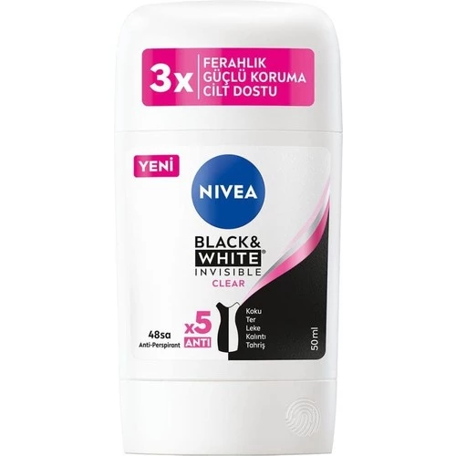 Nivea Stick Kadın Black White Invisible Clear 50 Ml - Resim 2