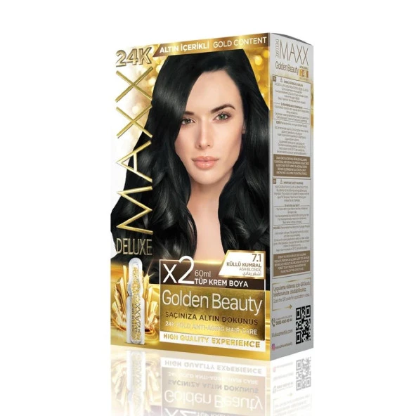 MAXX DELUXE Golden 24K Altın Içerikli Saç Boyası 7.1 Küllü Kumral 2 Boyama ürün görseli 1