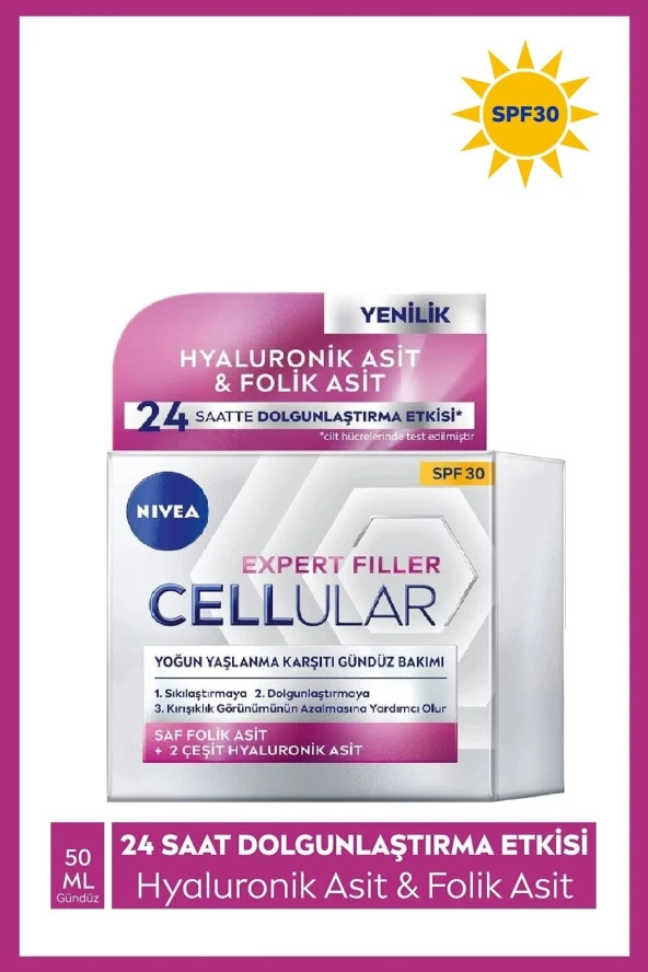 Nivea Cellular Expert Filler Yoğun Yaşlanma Karşıtı Gündüz Yüz Bakım Kremi 50ml, Spf30,hyaluronik As ürün görseli 1
