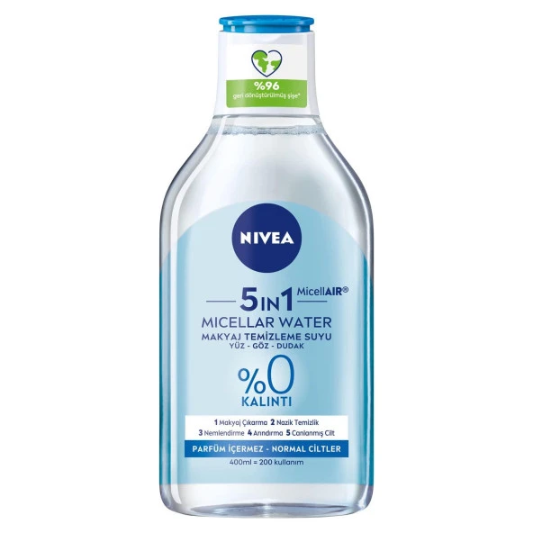 Nivea BB 400 Ml Makyaj Temizleme Suyu Canlandırıcı Normal Ciltler yüz,göz Ve Dudak Temizleyici ürün görseli 1