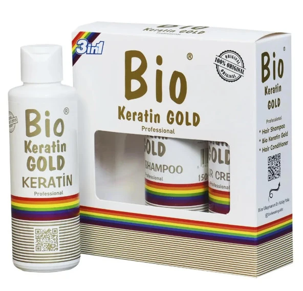 Bio Rio Keratin Gold 150 ml + 150 ml Saç Kremi + 150 ml Şampuan Brezilya Fönü 5 Ay Kalıcı ürün görseli 1