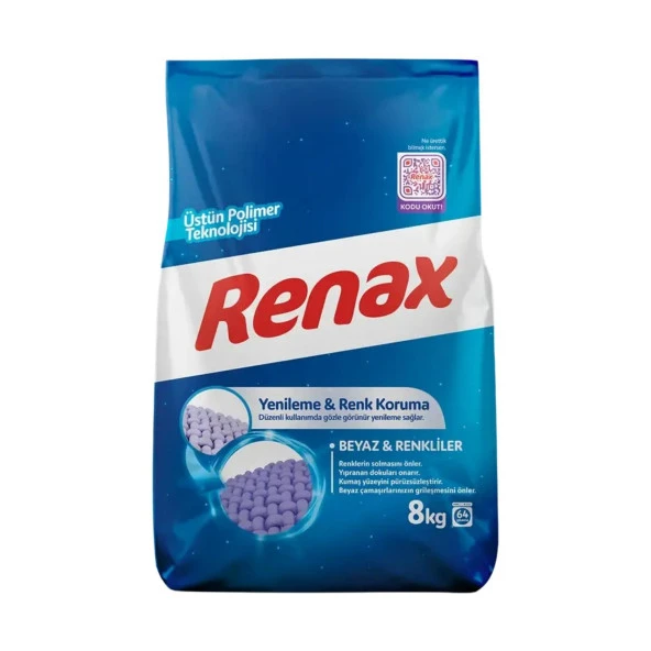 Renax Matik Toz Çamaşır Makinesi Deterjanı 8 Kg Renkli ve Beyazlar İçin ürün görseli 1