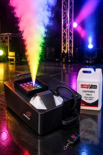 Quenlite Volcano-2500LK DMX Sis Makinası 2500 Watt LED Işıklı Uzaktan Kumandalı (5 Litre Likitli) ürün görseli 1