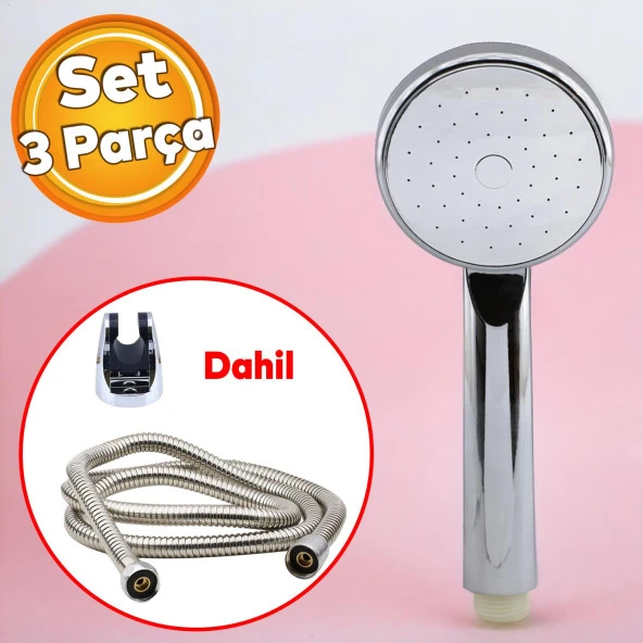 Duş Seti Fişkiye Banyo Duş Başlığı Set Fiskiyesi Telefonu Yuvarlak Klasik Başlık Metal Hortum ürün görseli 1