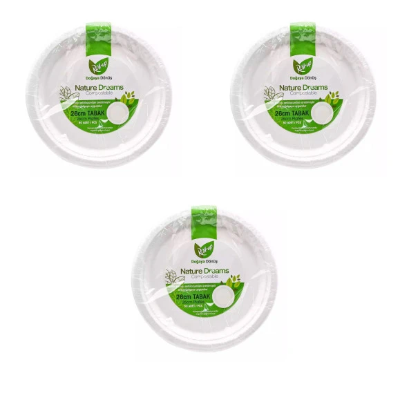 Roll-Up Nature Ekolojik Karton Kağıt Tek Kullanımlık Tabak - 26 Cm. - 50 Adetlik 3 Paket ürün görseli 1