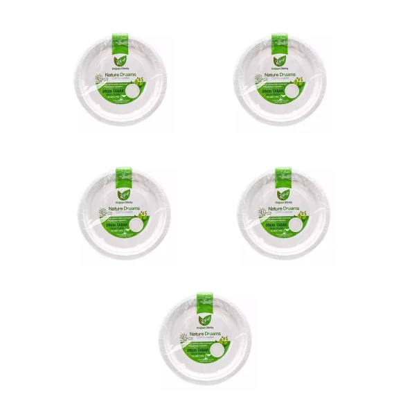 Roll-Up Nature Ekolojik Karton Kağıt Tek Kullanımlık Tabak - 26 Cm. - 50 Adetlik 5 Paket ürün görseli 1
