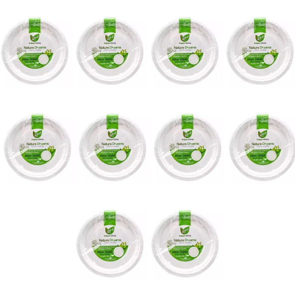 Roll-Up Nature Ekolojik Karton Kağıt Tek Kullanımlık Tabak - 26 Cm. - 50 Adetlik 10 Paket ürün görseli 1