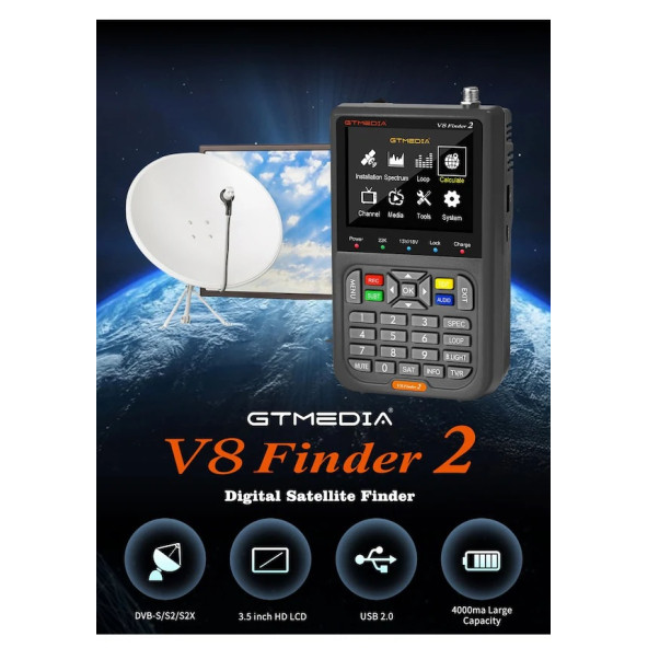 Uydu Yön Bulucu Gtmedia V8 Finder 2(Canlı Görüntü Izleme+Şarjlı) ürün görseli 1
