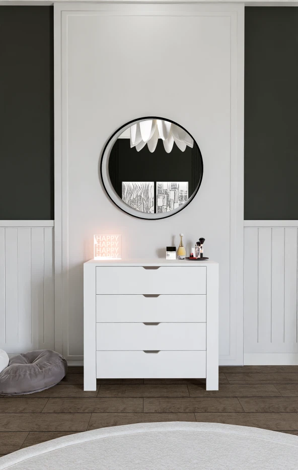 Midoser Duru Beyaz 4 Çekmeceli Şifonyer - Resim 2