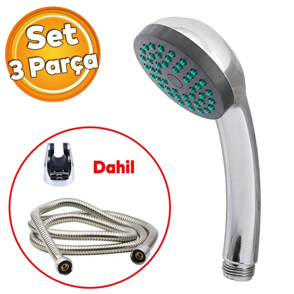 Duş Seti Fişkiye Banyo Duş Başlığı Set Fiskiyesi Telefonu Yuvarlak Klasik Başlık Metal Hortum ürün görseli 1
