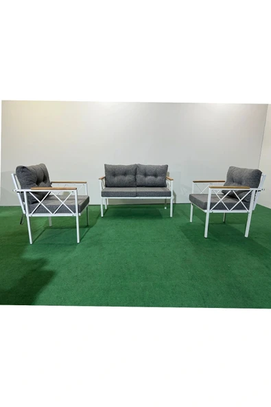 adımshops 2+1+1 Beyaz profil Balkon-bahçe-kafe- Çay Seti-koltuk Takımı-oturma Grubu-ofis Koltuğu ürün görseli 1