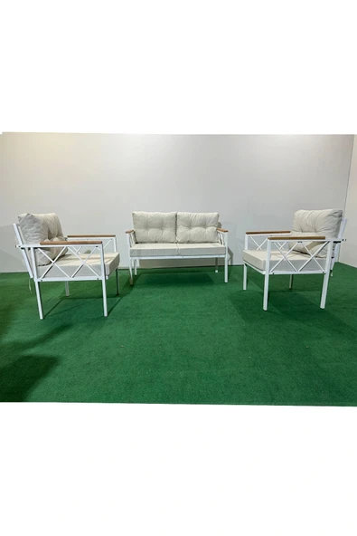 adımshops 2+1+1 Beyaz profil Balkon-bahçe-kafe- Çay Seti-koltuk Takımı-oturma Grubu-ofis Koltuğu ürün görseli 1