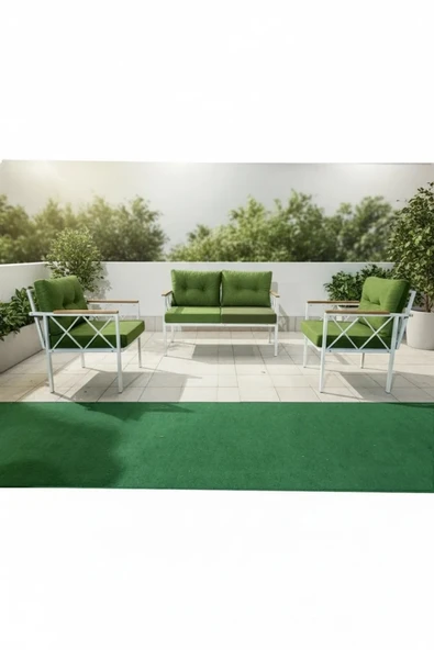 adımshops 2+1+1 Beyaz profil Balkon-bahçe-kafe- Çay Seti-koltuk Takımı-oturma Grubu-ofis Koltuğu ürün görseli 1