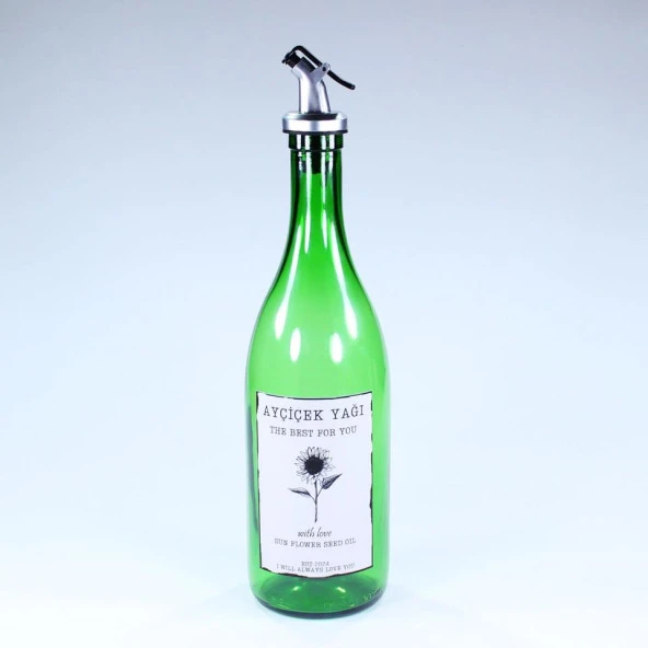 Yağdanlık Sosluk Sirkelik Özel Akıtıcılı Çimen Yeşili Ay Çiçek Etiketli 750 ml ürün görseli 1