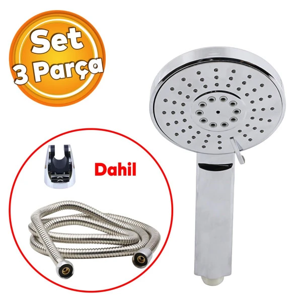 Duş Seti Fişkiye Banyo Duş Başlığı Set Fiskiyesi Telefonu Fonksiyonlu Klasik Başlık Metal Hortum ürün görseli 1