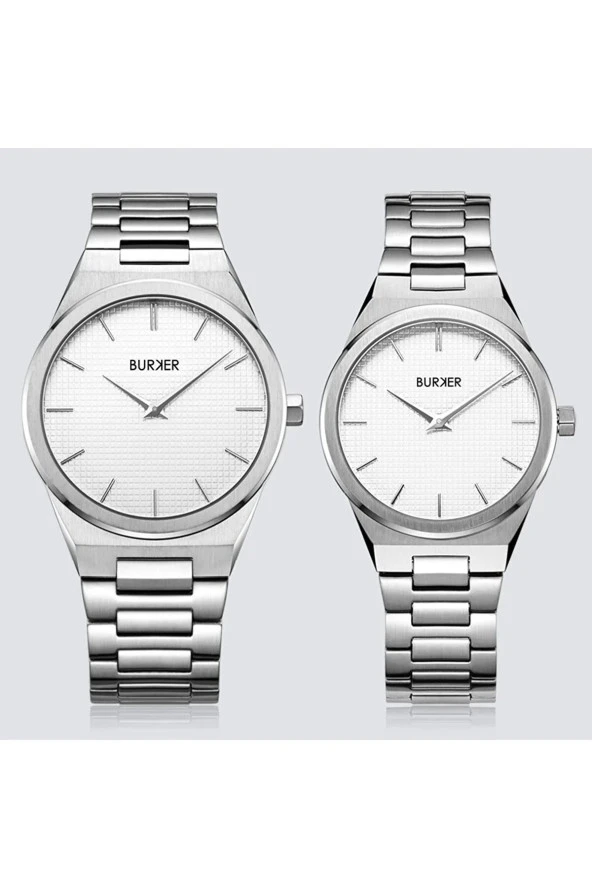 Burker Adam & Eve Silver White Çift Kol Saati ürün görseli 1