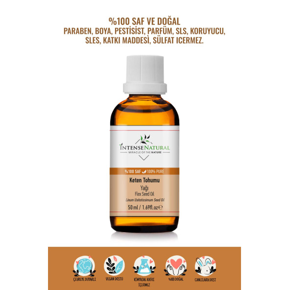 Keten Tohumu Yağı Soğuk Sıkım 50 ml %100 Saf ve Doğal Flax Seed Carrier Oil ürün görseli 1
