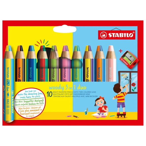 Stabilo Woody 3in1 Duo 10 Lu + Kalemtıraş ürün görseli 1