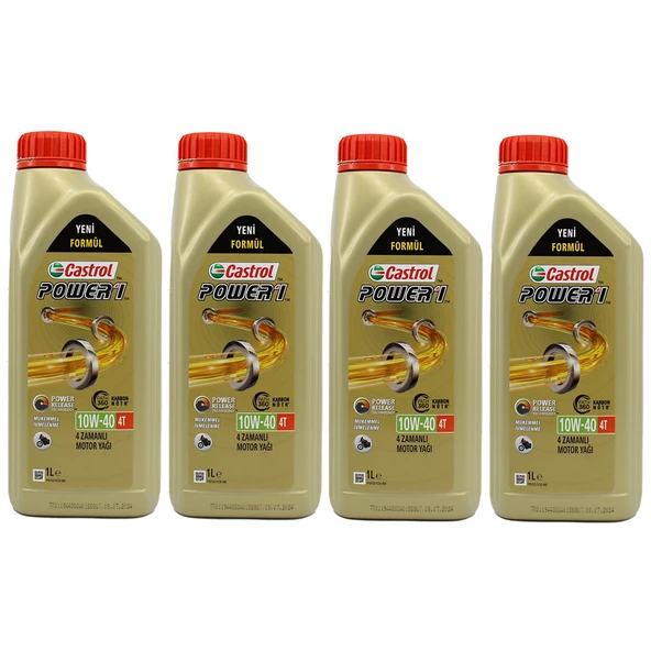 Castrol Power 1 4T 10W-40 1 Lt 4 Zamanlı Motosiklet Yağı (4 Adet) ürün görseli 1