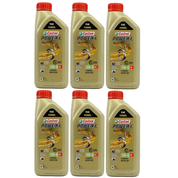 Castrol Power 1 4T 10W-40 1 Lt 4 Zamanlı Motosiklet Yağı (6 Adet) ürün görseli 1