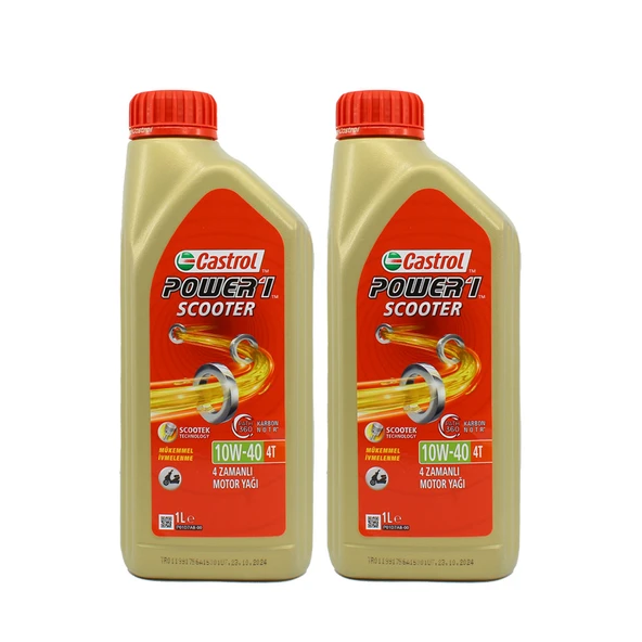 Castrol Power 1 Scooter 10W-40 4T 1 Lt Motosiklet Yağı (2 Adet) ürün görseli 1