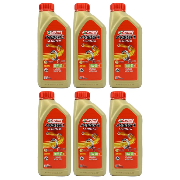Castrol Power 1 Scooter 10W-40 4T 1 Lt Motosiklet Yağı (6 Adet) ürün görseli 1