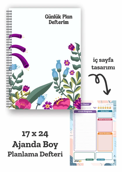 Çiçek Bahçesi Günlük Planlayıcı Defter  - Ders Çalışma Planlayıcı Defteri - Planlama Defteri ürün görseli 1