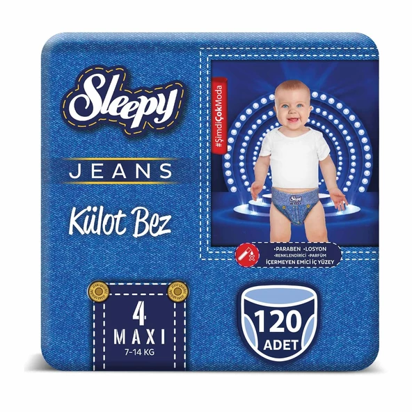 Sleepy Jeans Külot Bez 4 Beden Maxi 4'lü Jumbo 120 Adet (7-14 Kg) ürün görseli 1
