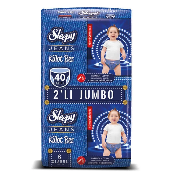 Sleepy Jeans Külot Bez 6 Beden Xlarge 2'li Jumbo 40 Adet ürün görseli 1