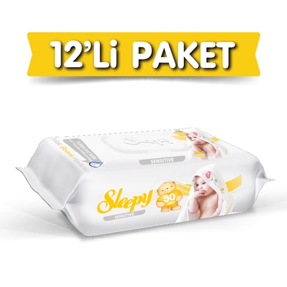 Sleepy Sensitive Islak Havlu 12X90 lı 12 Paket 1080 Yaprak ürün görseli 1