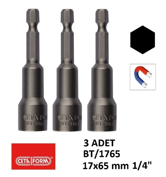 Ceta Form Bt/1765 Manyetik Lokma Uç 17-65 Mm ( 3 Adet) ürün görseli 1