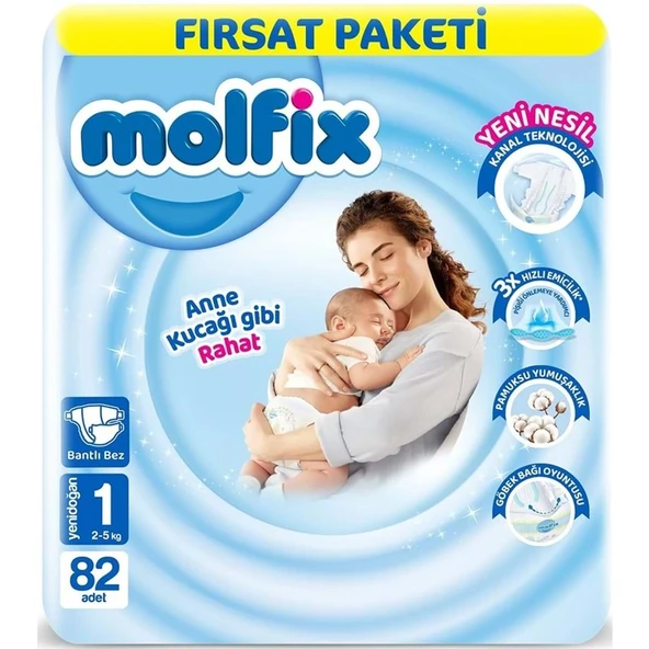 Molfix Bebek Bezi 1 Beden 2-5 KG Yeni Doğan 82 Adet Fırsat Pk ürün görseli 1