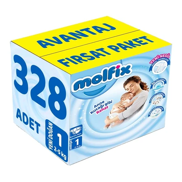 Molfix Bebek Bezi 1 Beden 2-5 KG Yeni Doğan 328 Adet Avantaj Fırsat Pk ürün görseli 1
