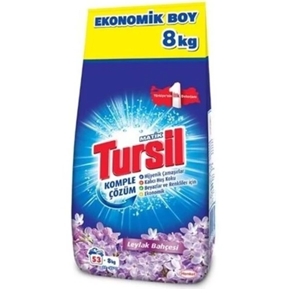 Tursil Matik Toz Çamaşır Deterjanı 8KG Leylak Bahçesi (53 Yıkama) Renkli/Beyazlar ürün görseli 1