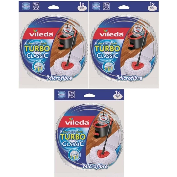Vileda Turbo Yedek Mop Paspas Ucu (%100 Mikrofiber) (3 Lü Set) ürün görseli 1