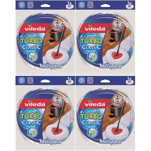 Vileda Turbo Yedek Mop Paspas Ucu (%100 Mikrofiber) (4 Lü Set) ürün görseli 1